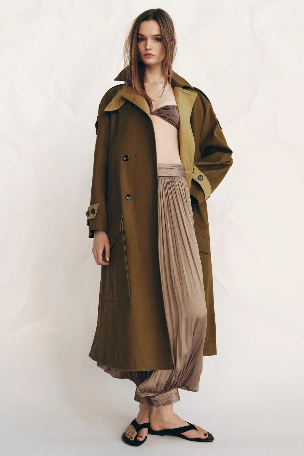 Длинный тренч с контрастной отделкой ZW COLLECTION — ТРЕНЧ