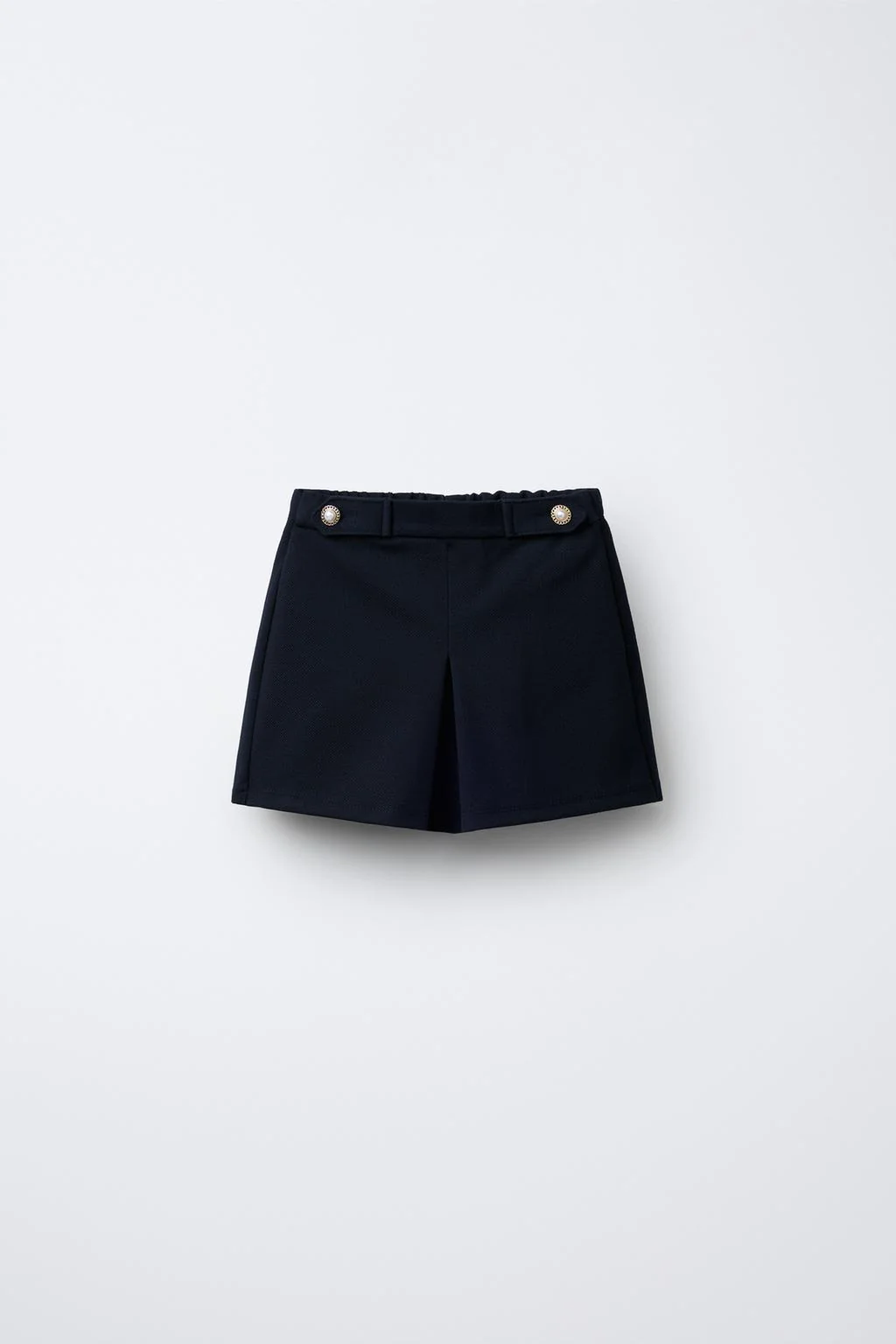 TEXTURED BERMUDA SHORTS WITH FAUX PEARL BUTTONS