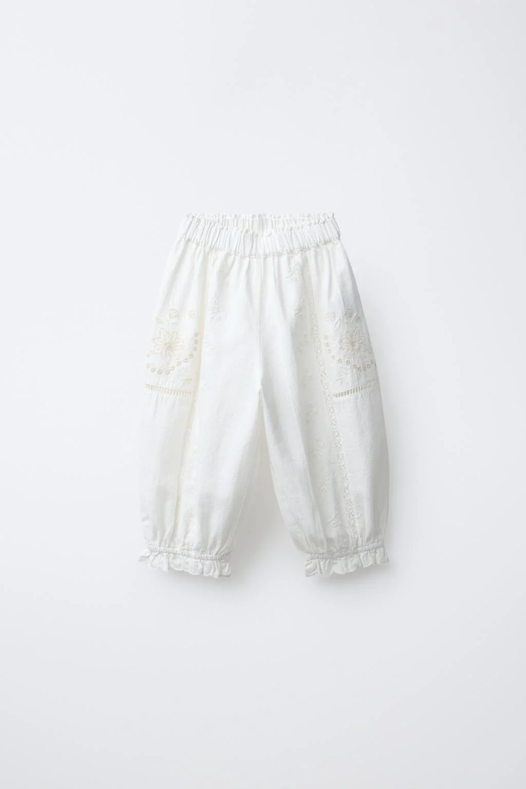 Джоггеры с вышивкой из хлопковой смеси и льна