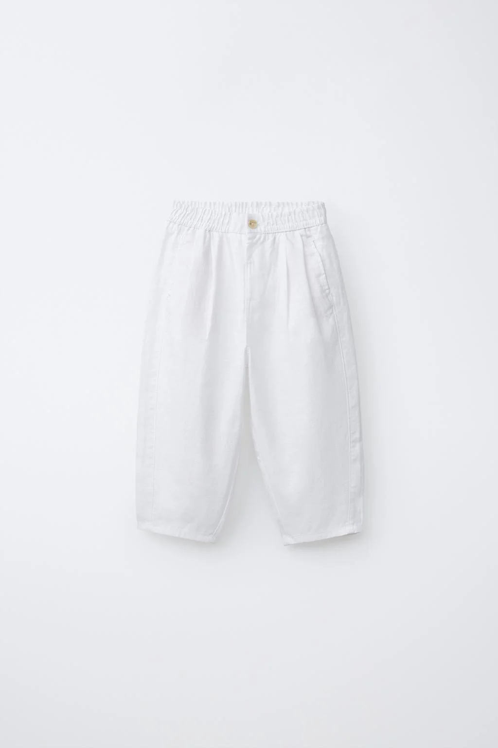 Брюки со складками из 100% льна — Однотонные