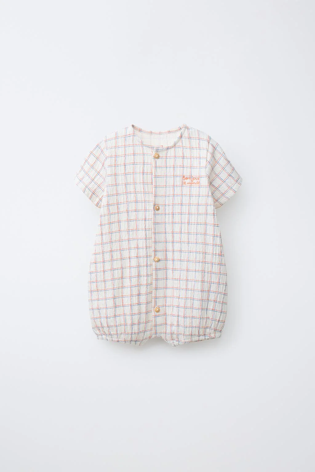 Ромпер в клетку с вышивкой — 6-9 месяцев | 74 см