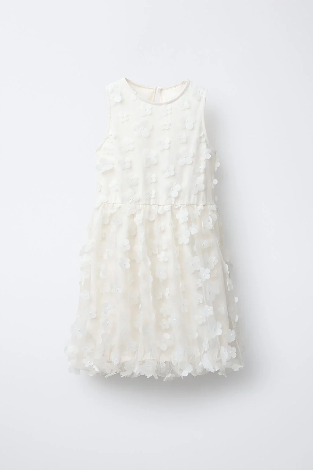 DRESS WITH 3D FLOWERS AND BALLOON HEM