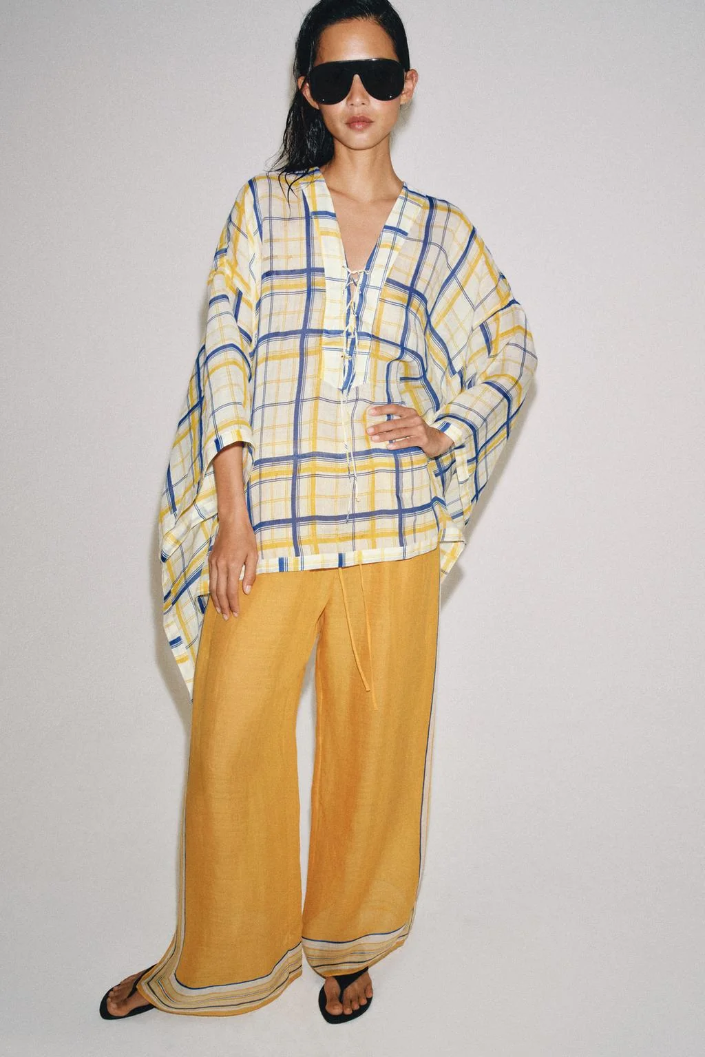 Туника из 100% рамиса в клетку ZW Collection — Женское