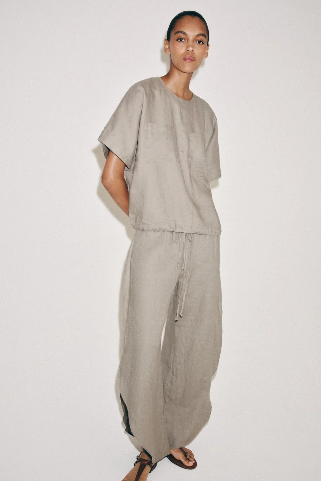 Льняные брюки с разрезами ZW Collection