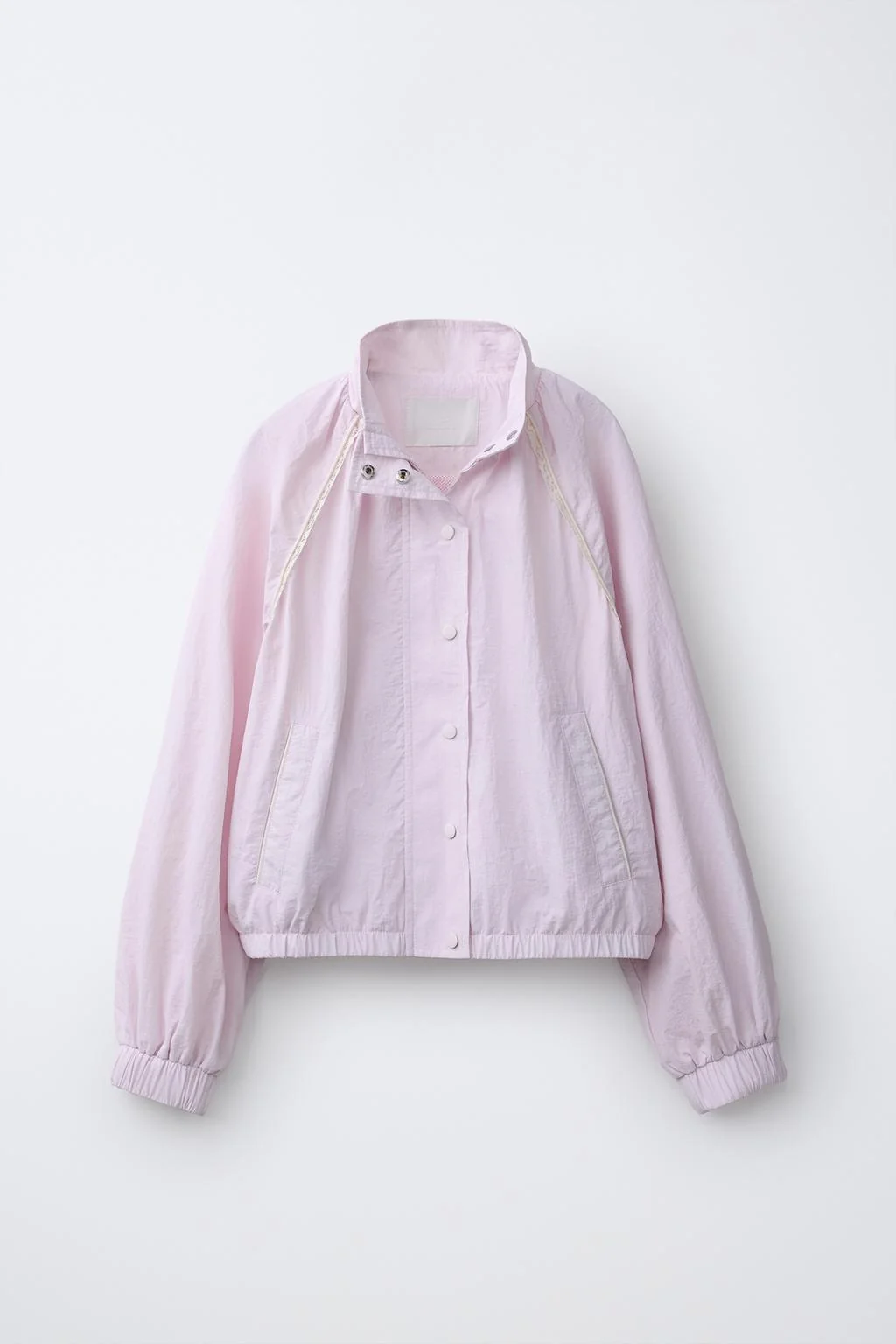 LIGHTWEIGHT NYLON JACKET WITH LACE TRIM