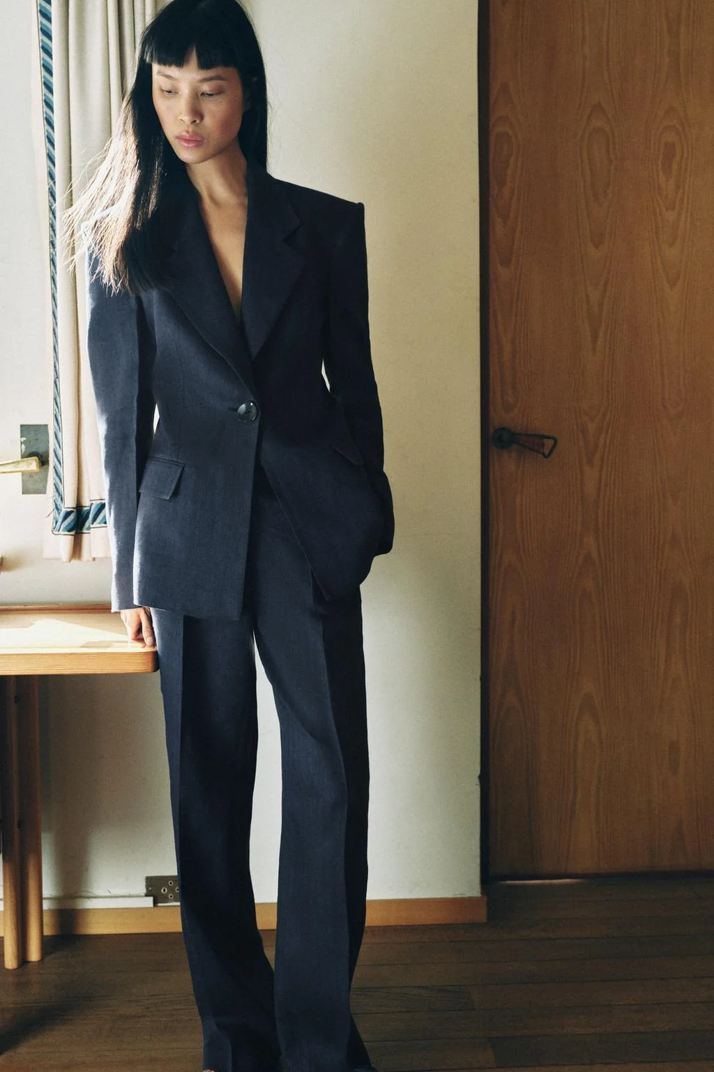 Набор приталенного льняного пиджака с ёлочкой 100% лён