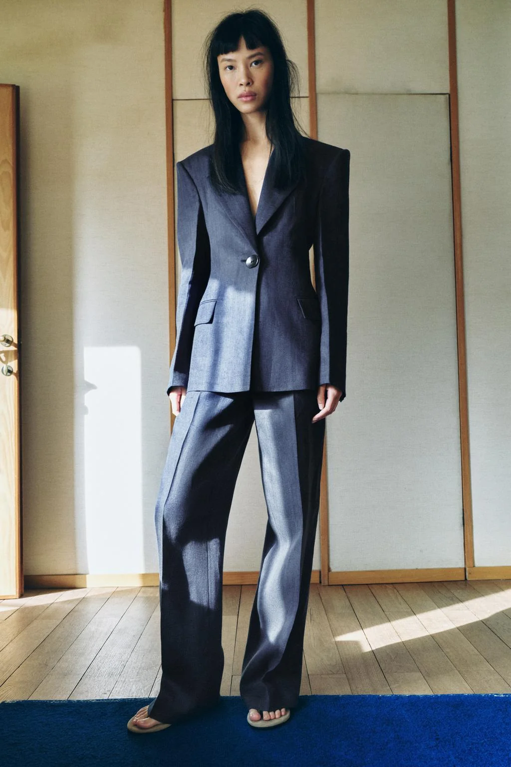 Набор из 100% льняных брюк в ёлочку