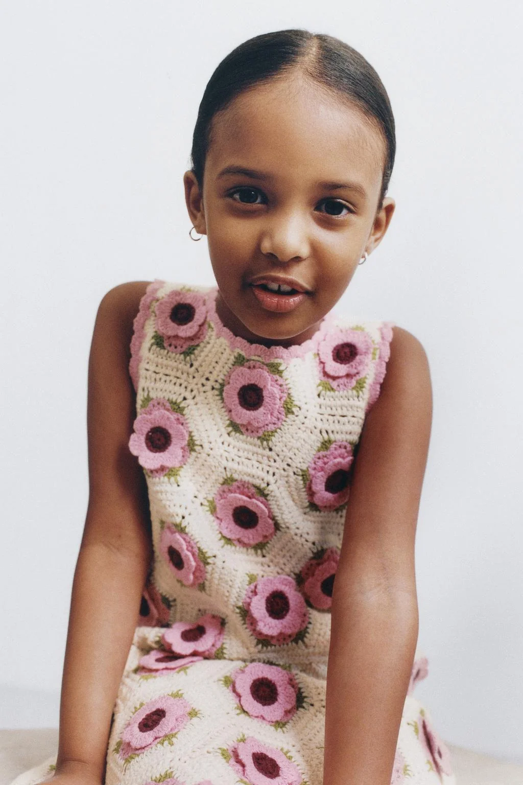 CROCHET KNIT FLORAL DRESS