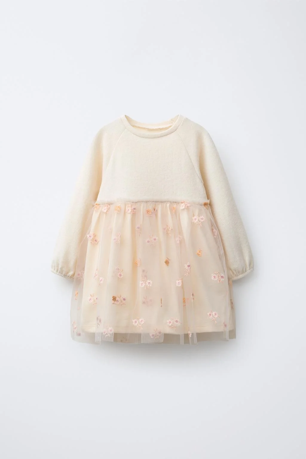 SOFT CONTRAST TULLE FLORAL DRESS