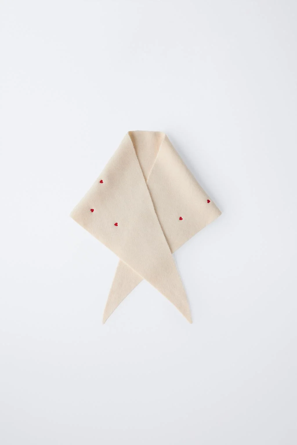 KNITTED SCARF WITH EMBROIDERED HEARTS