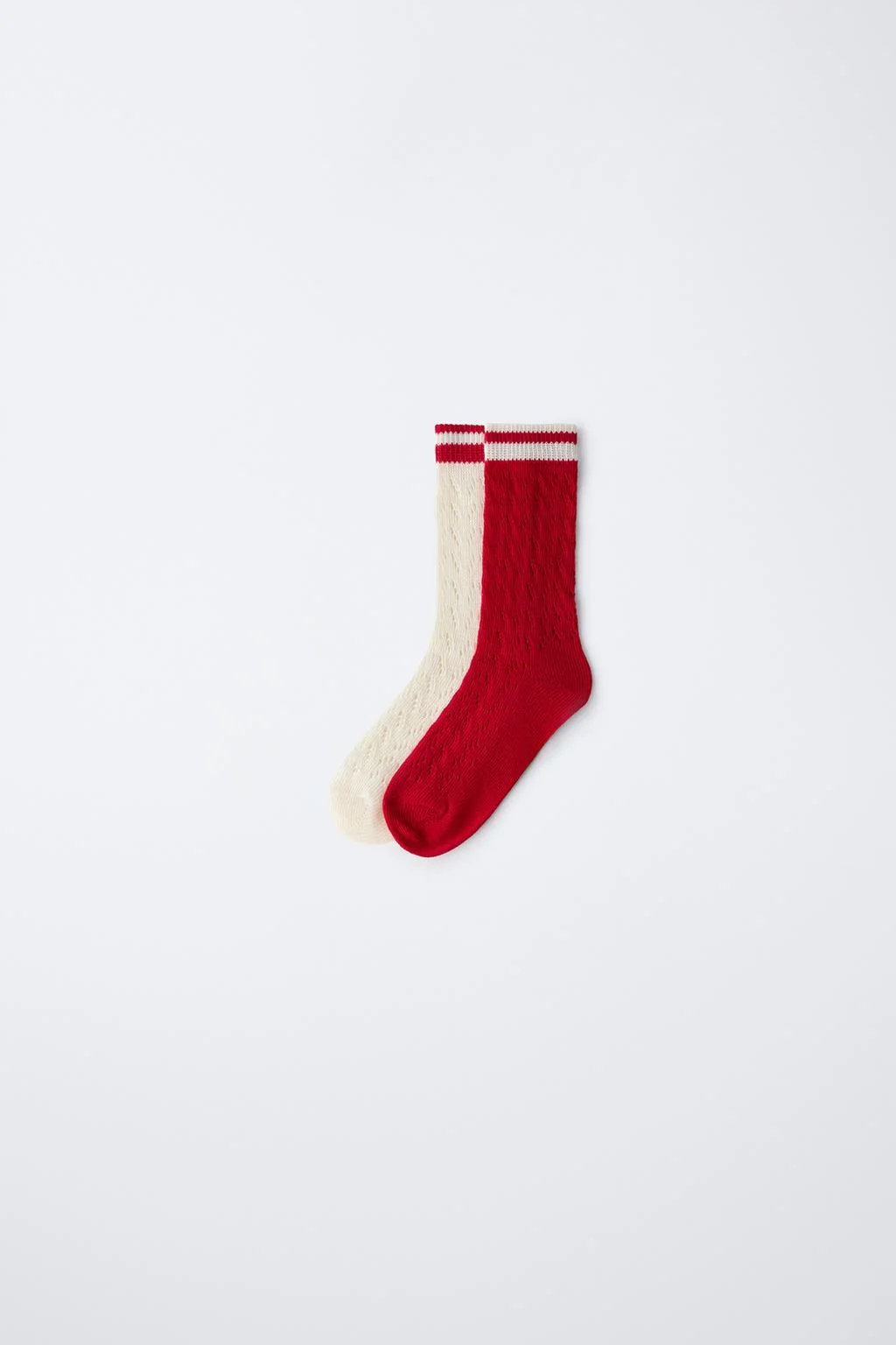 PACK OF TWO LONG CUTWORK STRIPED SOCKS