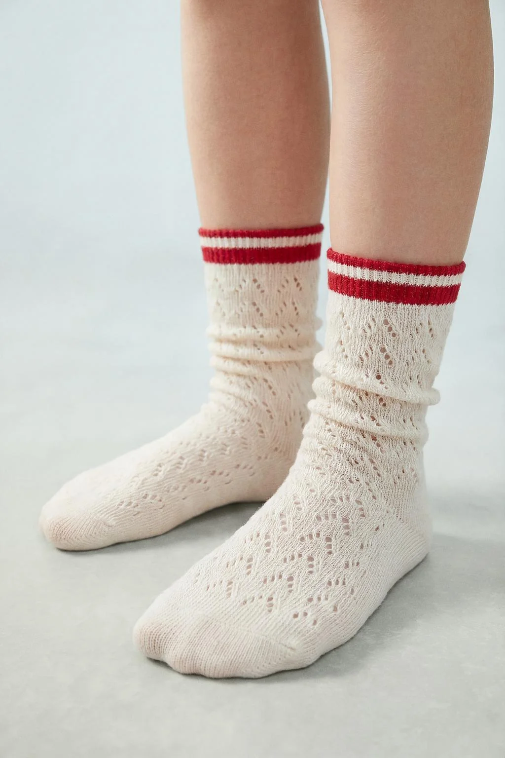 PACK OF TWO LONG CUTWORK STRIPED SOCKS