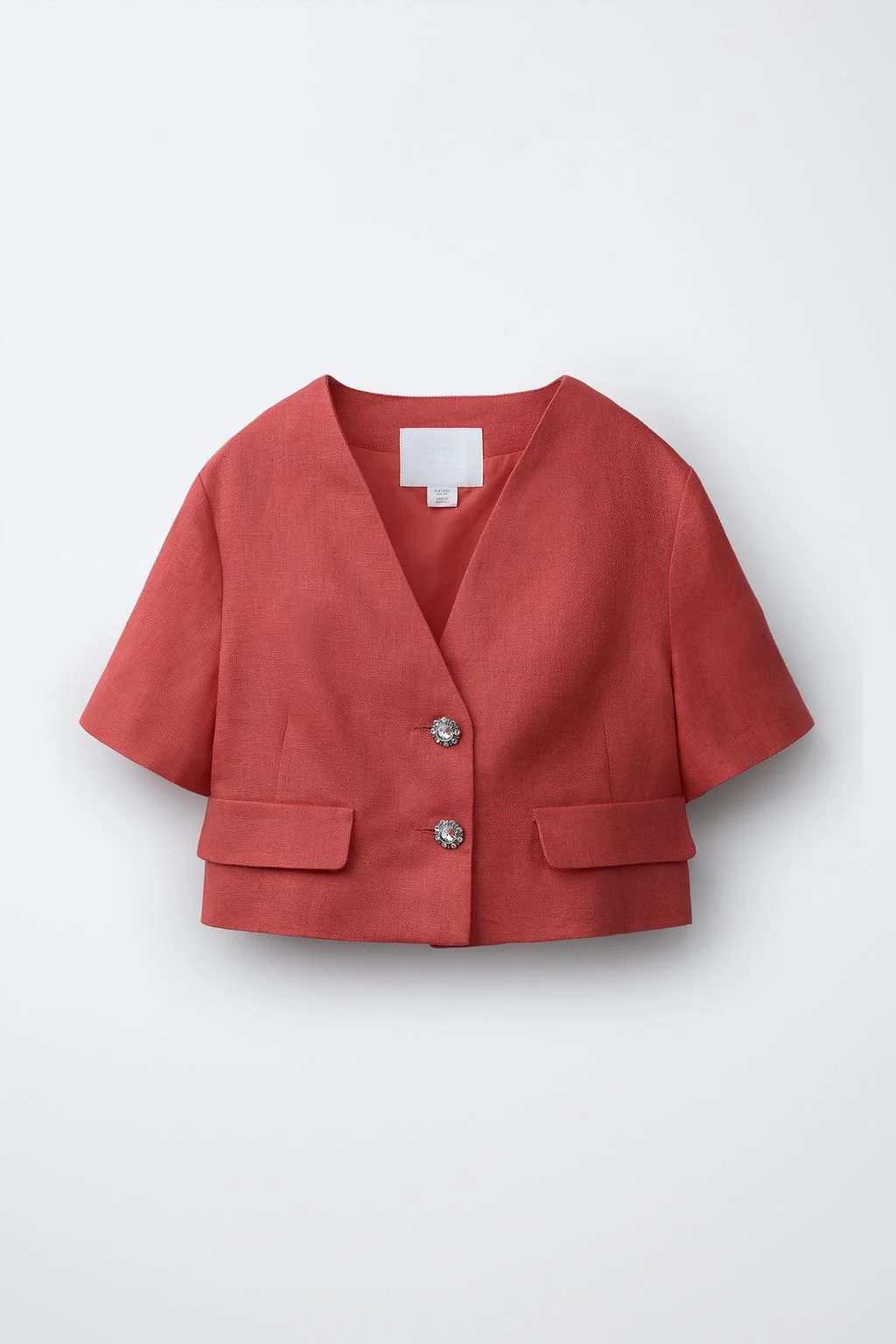 100% LINEN JEWEL BUTTON BLAZER