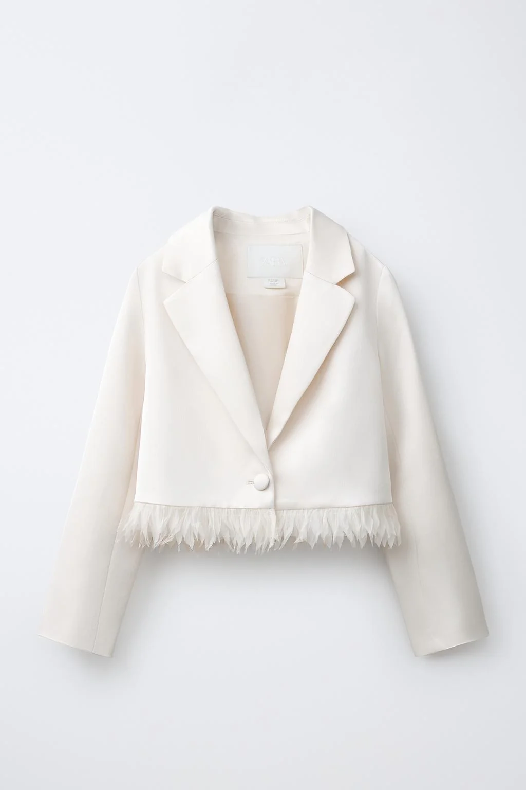 SATIN BLAZER WITH FEATHERS