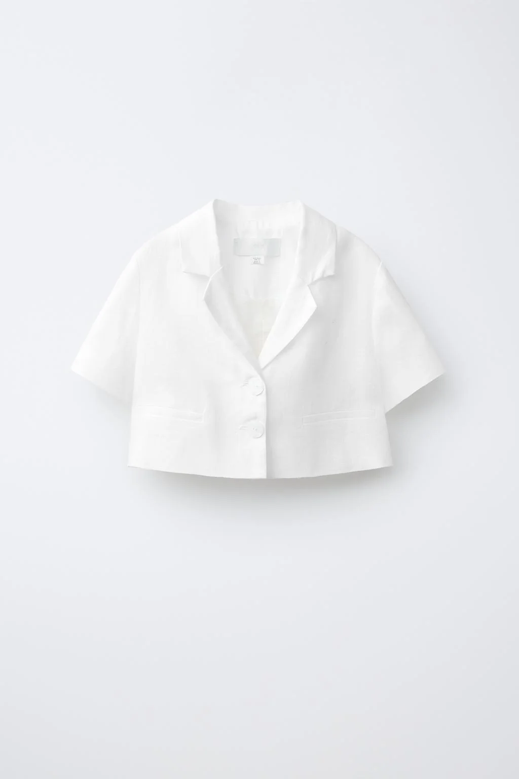 100% LINEN CROPPED BLAZER