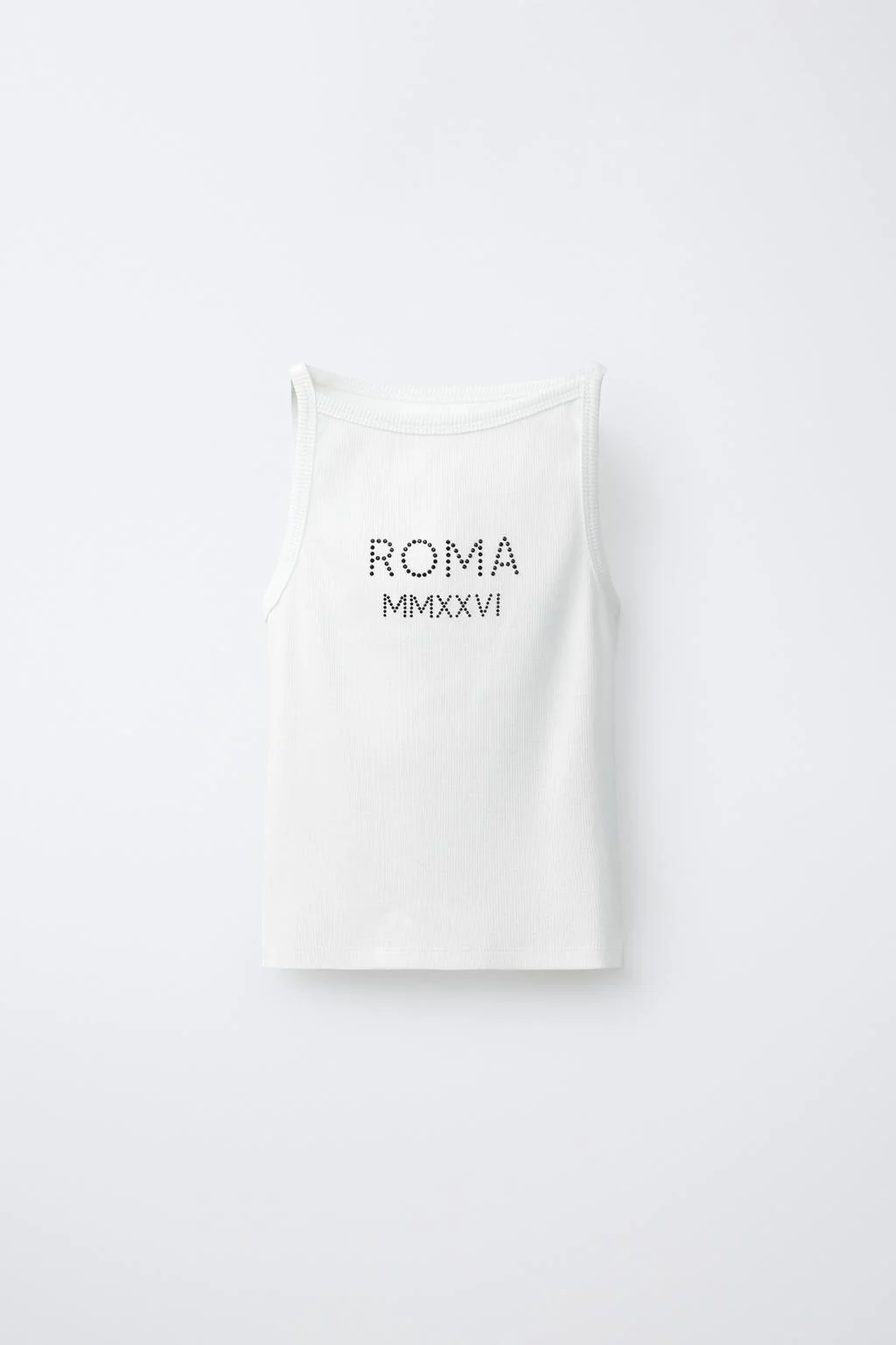 RHINESTONE SLOGAN VEST TOP