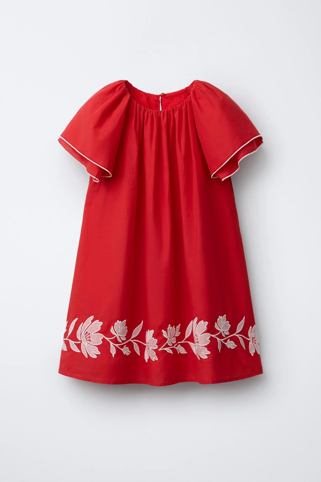 CONTRAST EMBROIDERED FLORAL DRESS