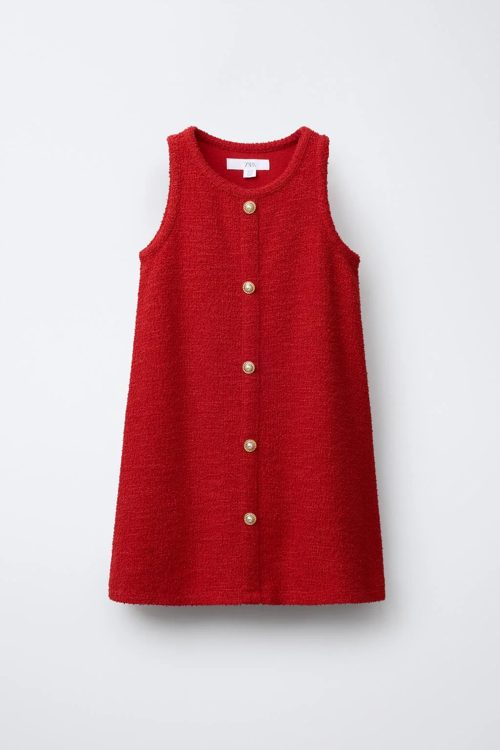 TEXTURED PINAFORE DRESS WITH BUTTONS