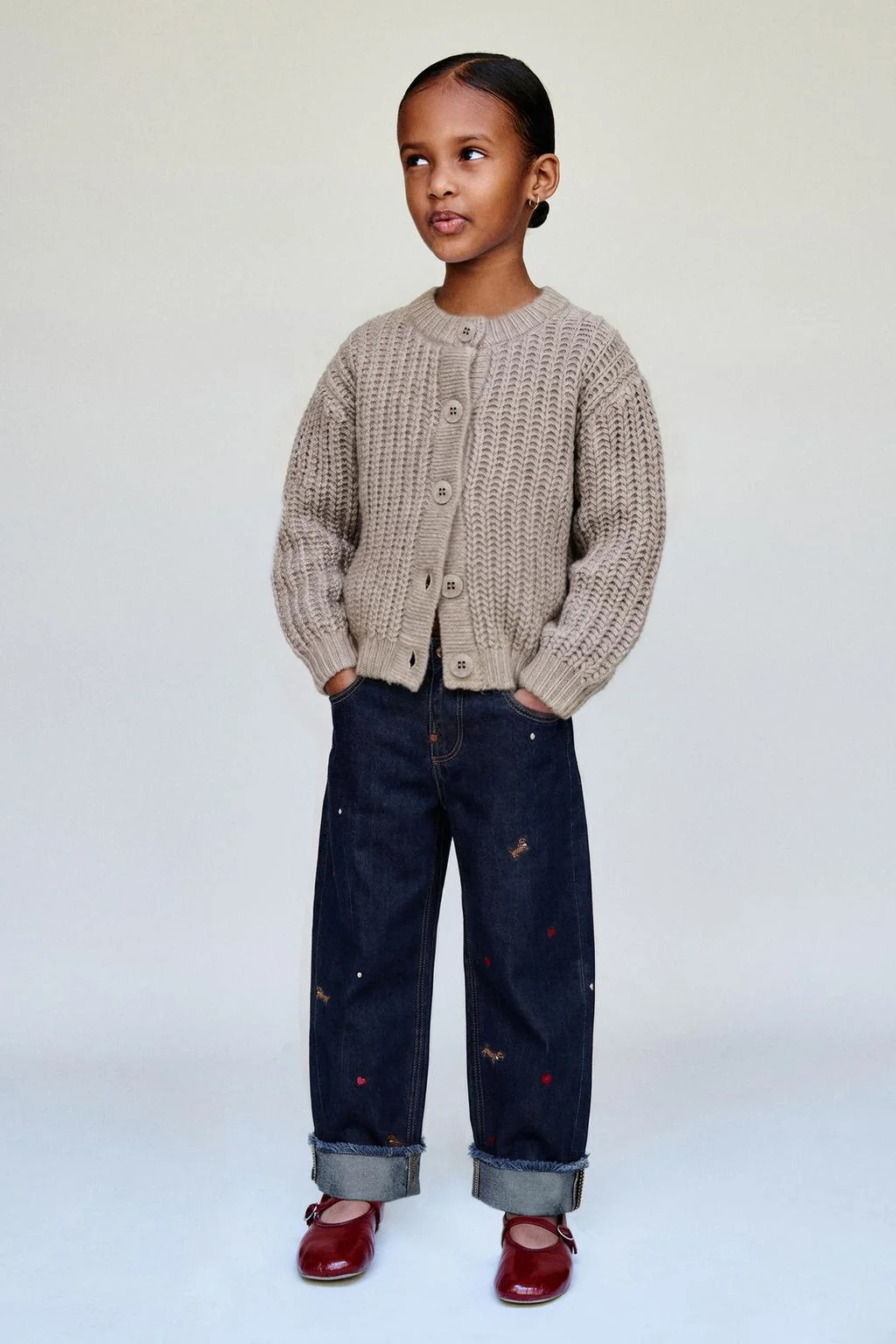 EMBROIDERED DOG CULOTTE JEANS
