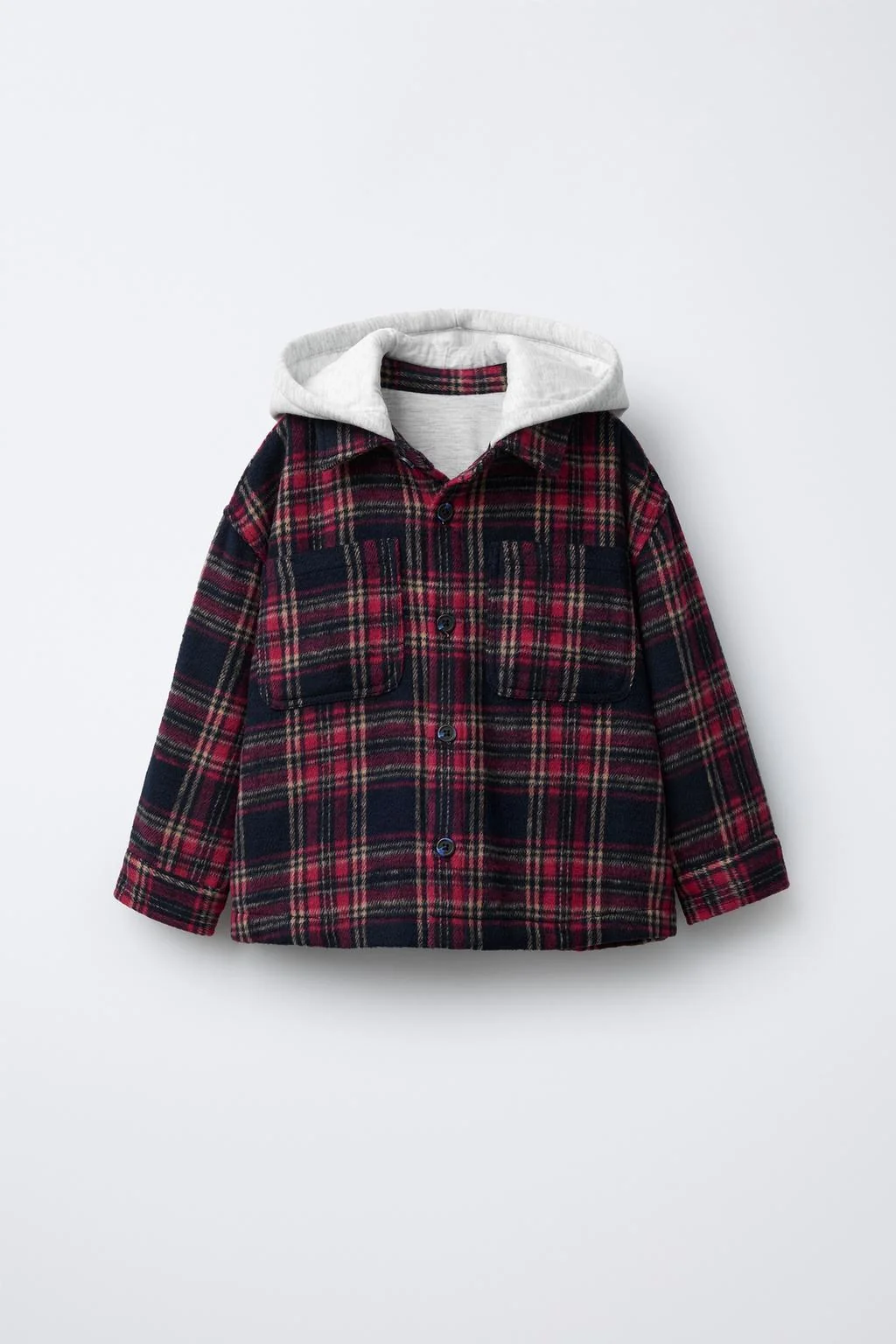 HOODED CHECK OVERSHIRT