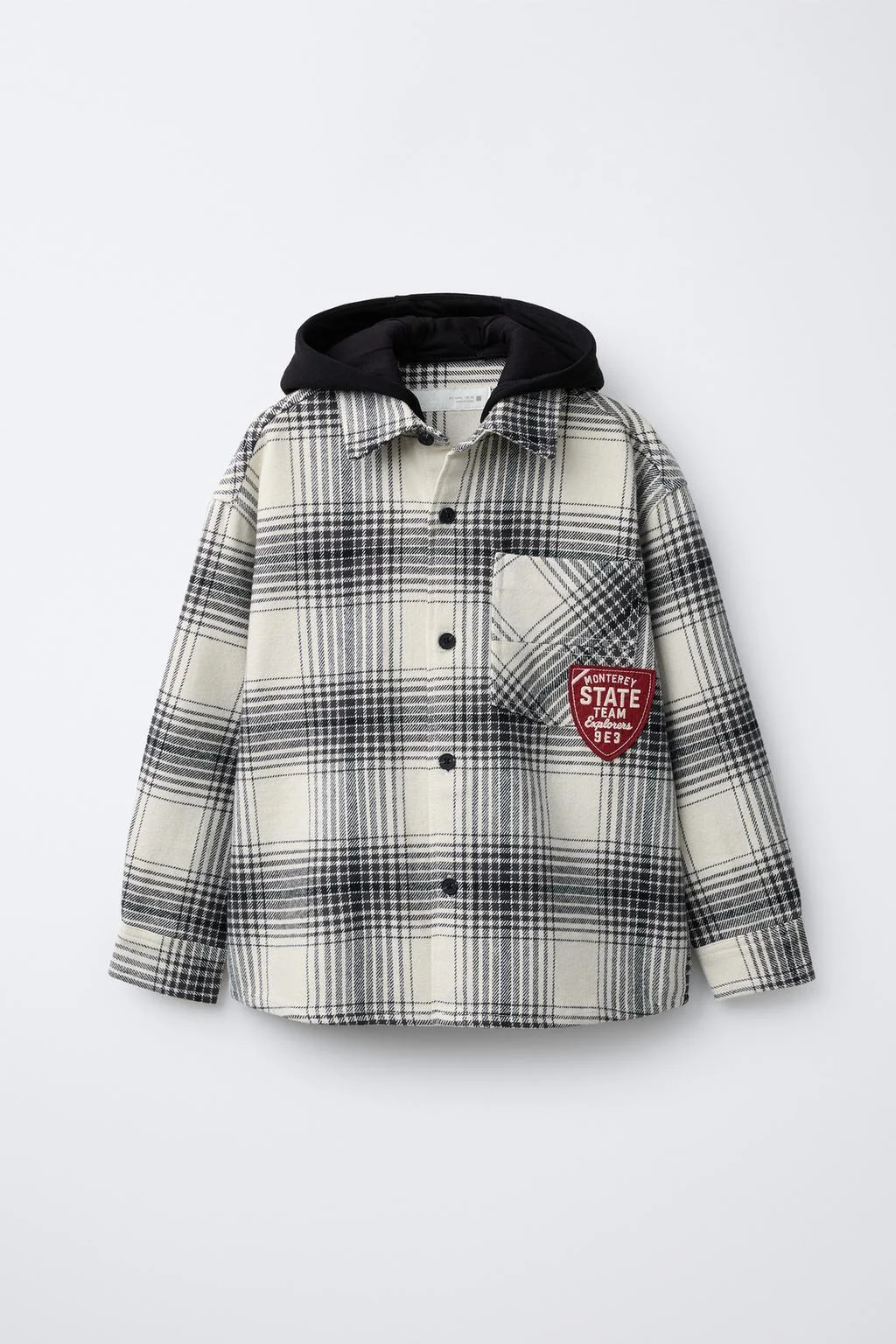 CHECK OVERSHIRT WITH DETACHABLE FLEECE HOODIE