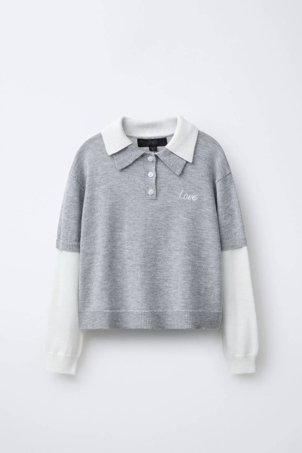 KNIT POLO SHIRT WITH DOUBLE COLLAR AND SLEEVES