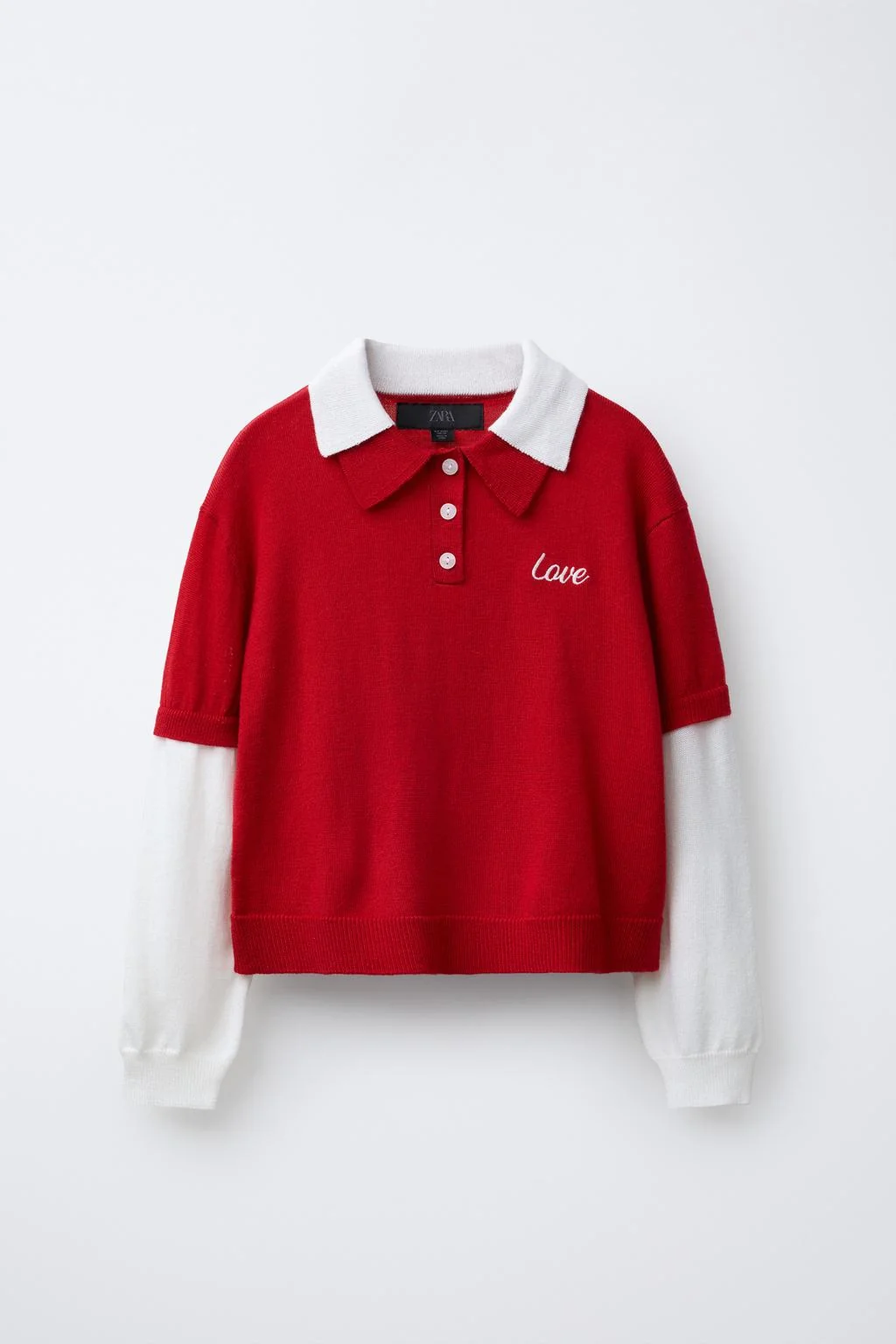 KNIT POLO SHIRT WITH DOUBLE COLLAR AND SLEEVES