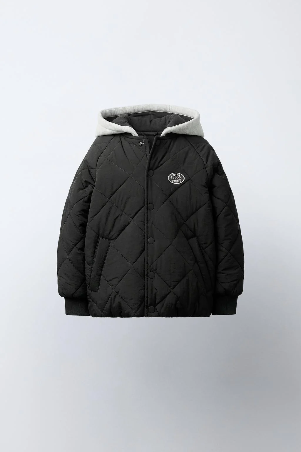 CONTRAST HOODED PUFFER JACKET