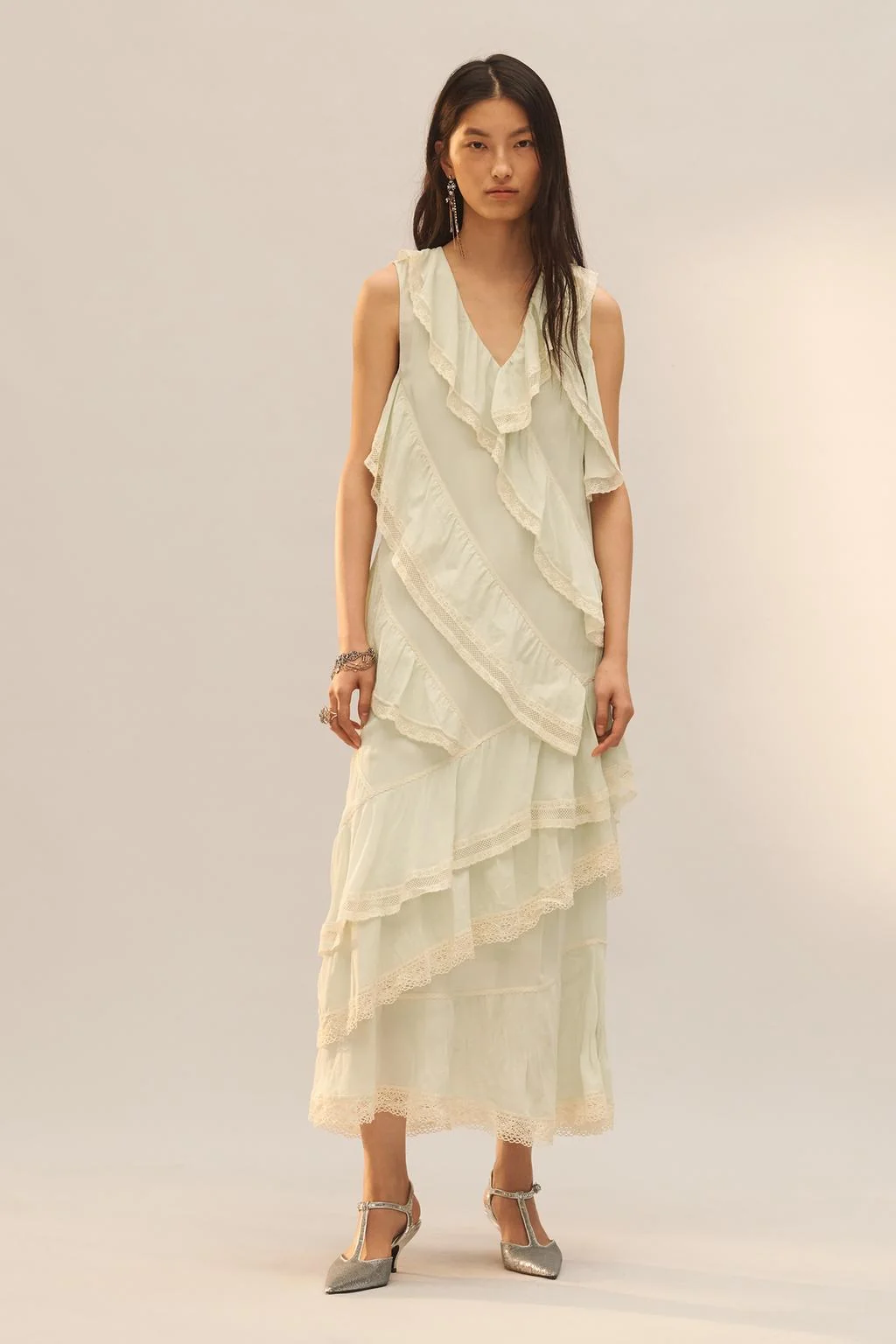 Ограниченная серия платье с оборками из кружевной ткани