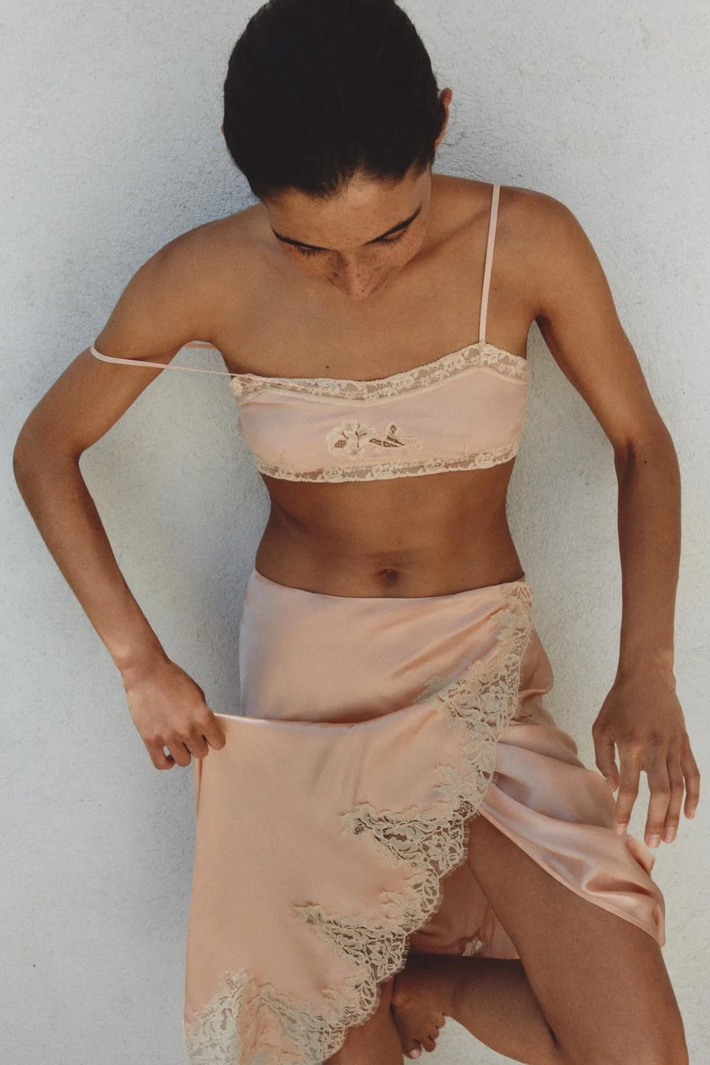 100% SILK LACE MIDI SKIRT