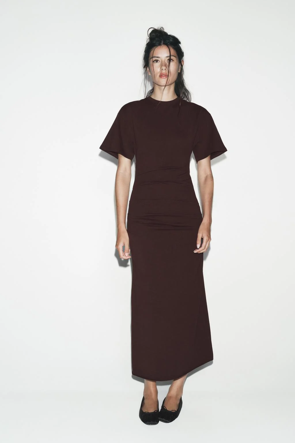 Драпированное длинное платье