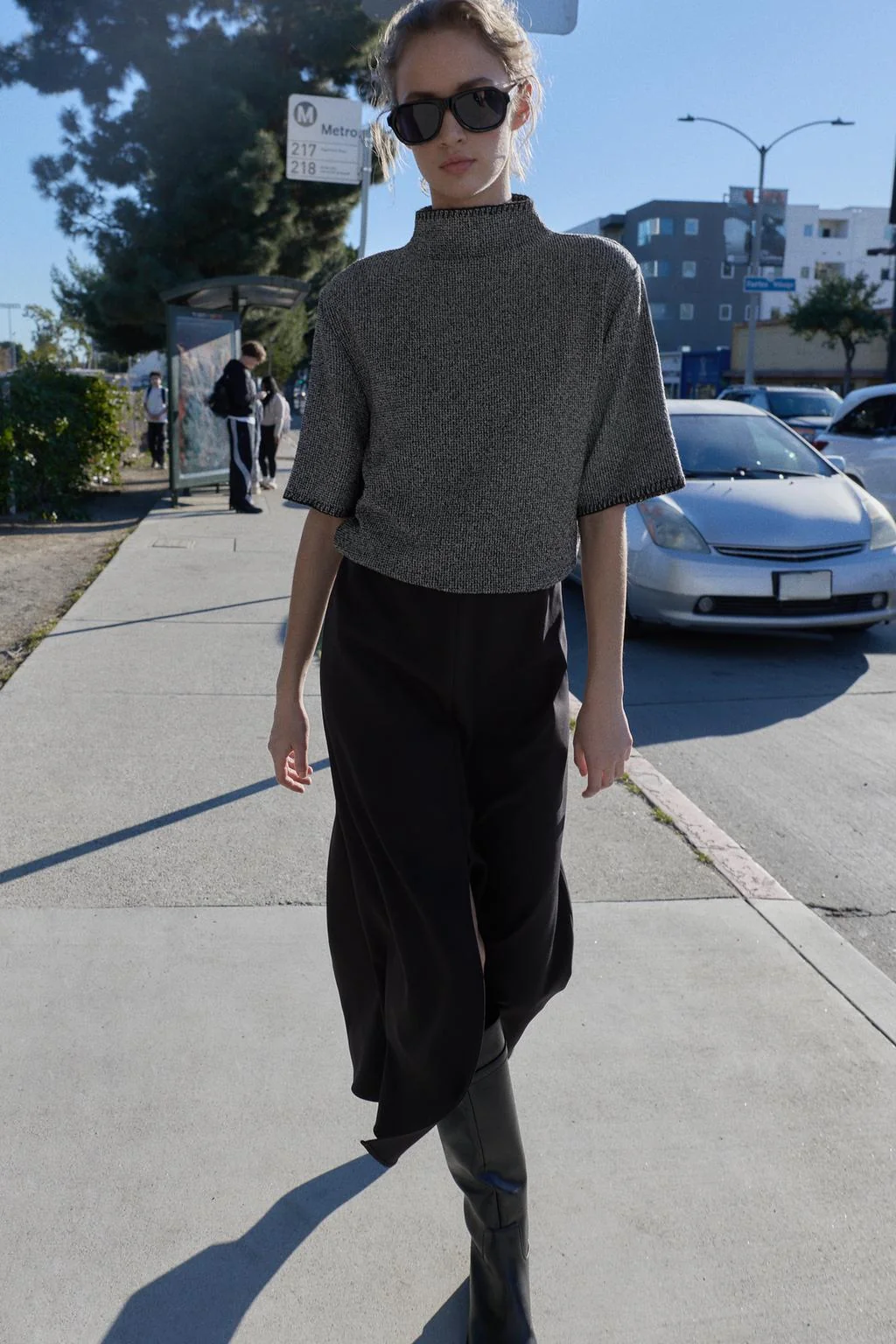 Комбинированное платье миди