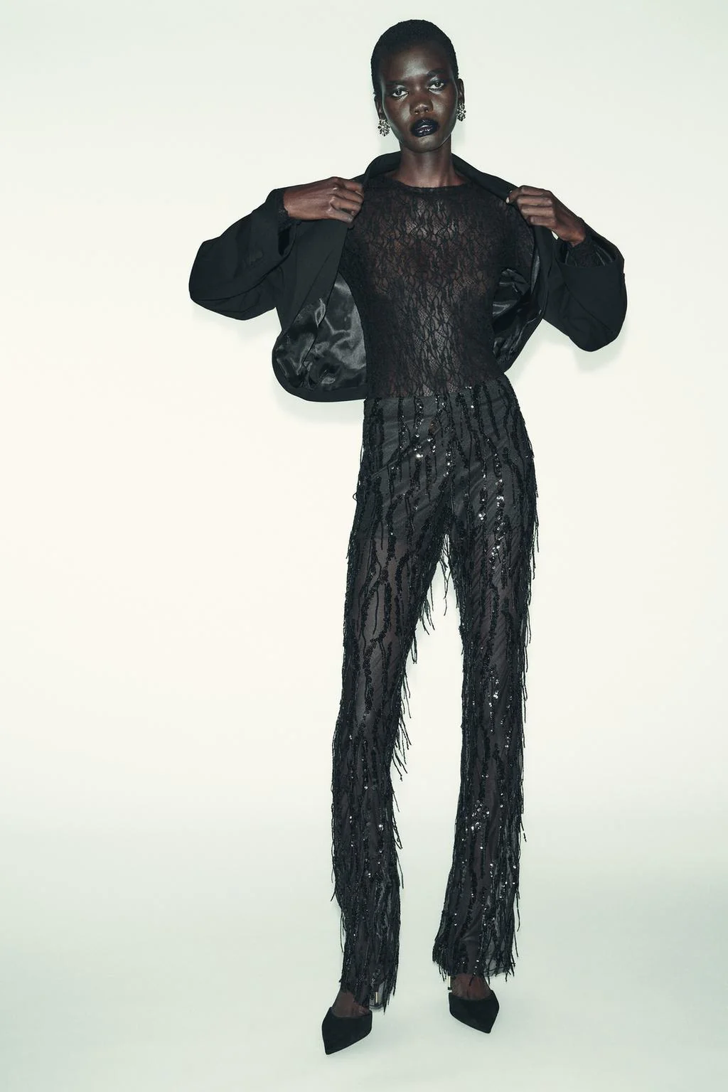 Длинный рукав кружевной топ