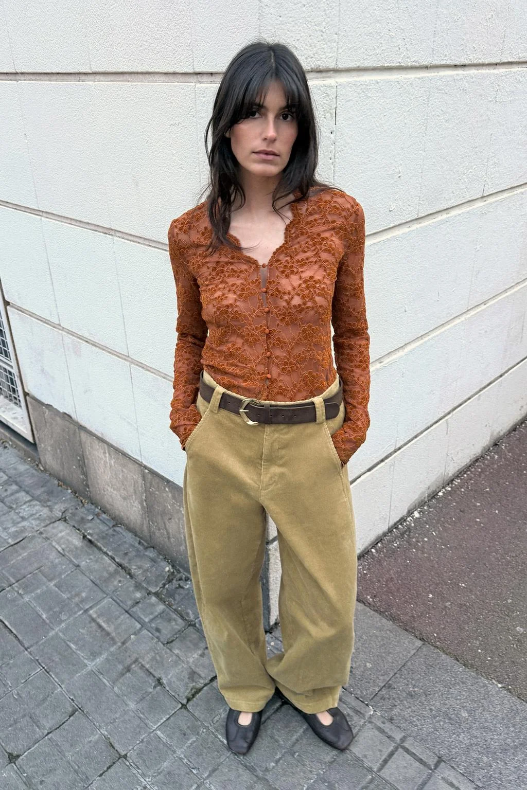 Кружевной топ на пуговицах