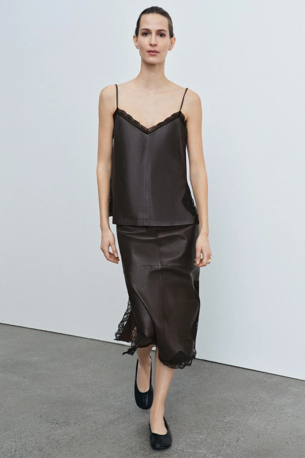 Кружевной топ из 100% кожи ZW коллекция лимитированная серия