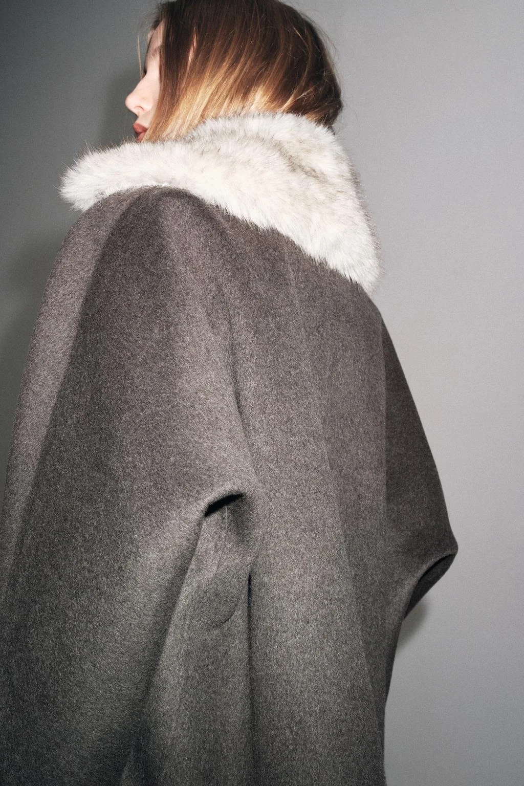 Coat with faux fur collar ZW COLLECTION
