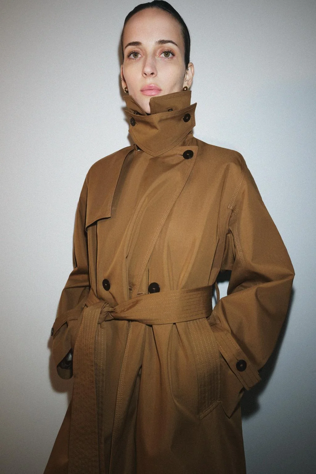 Oversize faux fur collar trench coat ZW COLLECTION limited edition