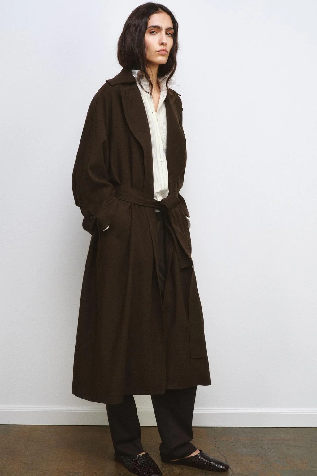 Flowing wool trench coat ZW COLLECTION limited edition