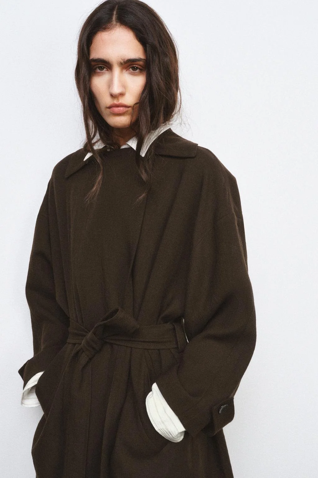 Flowing wool trench coat ZW COLLECTION limited edition
