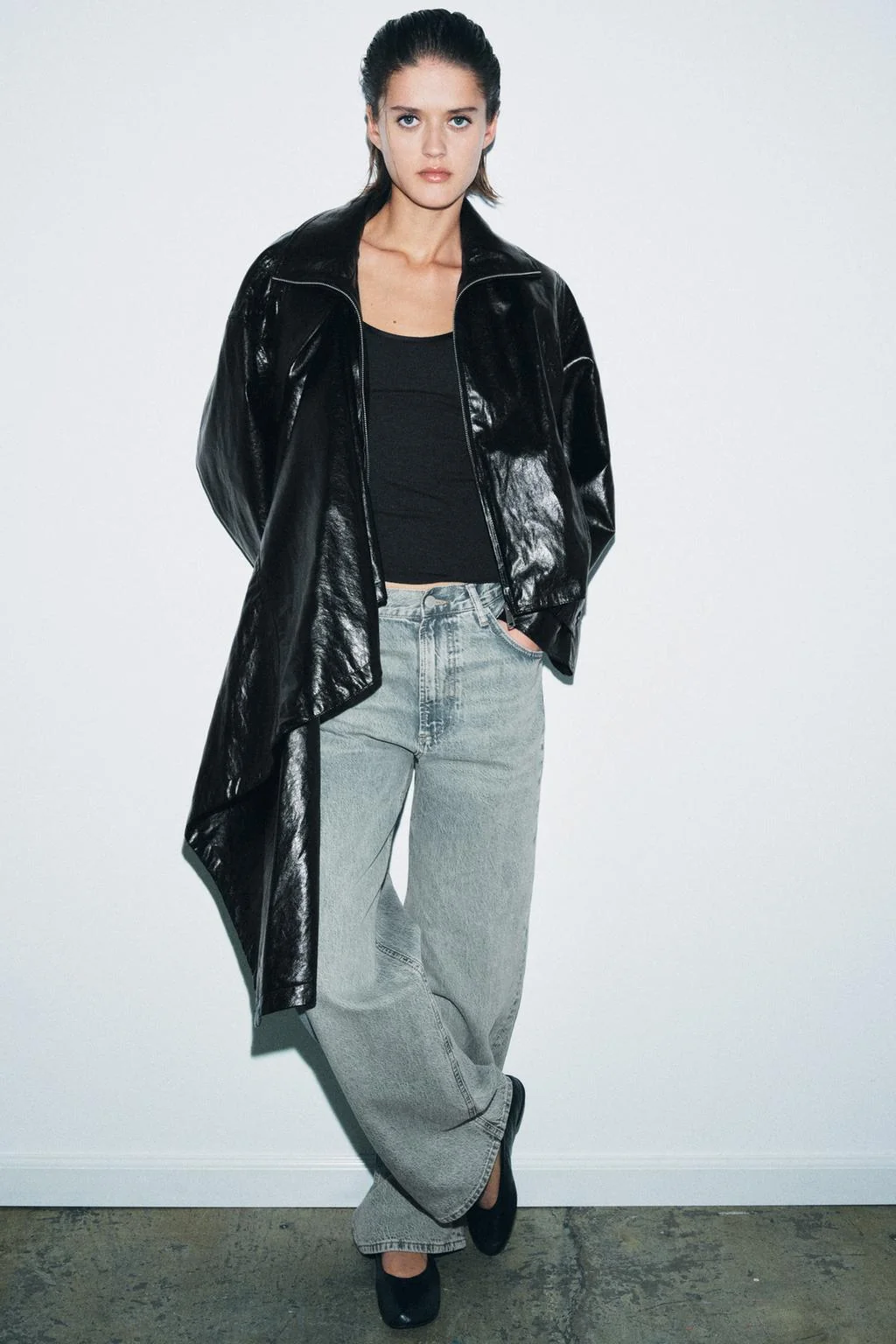 Leather effect jacket with scarf ZW COLLECTION