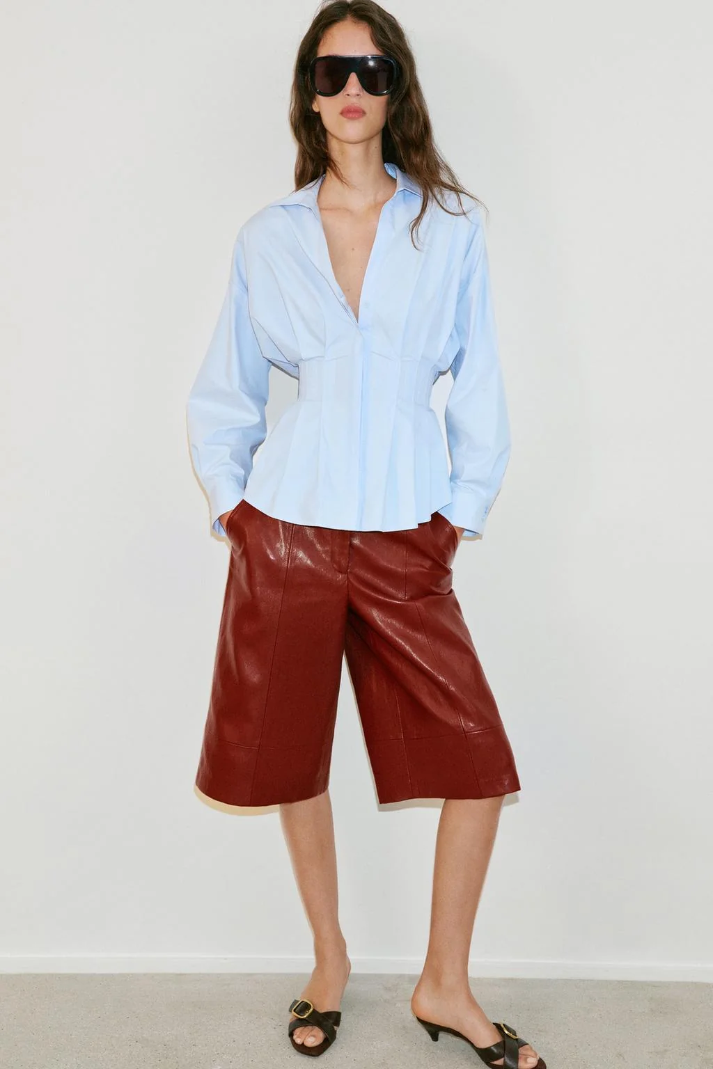 Рубашка из поплина со складками
