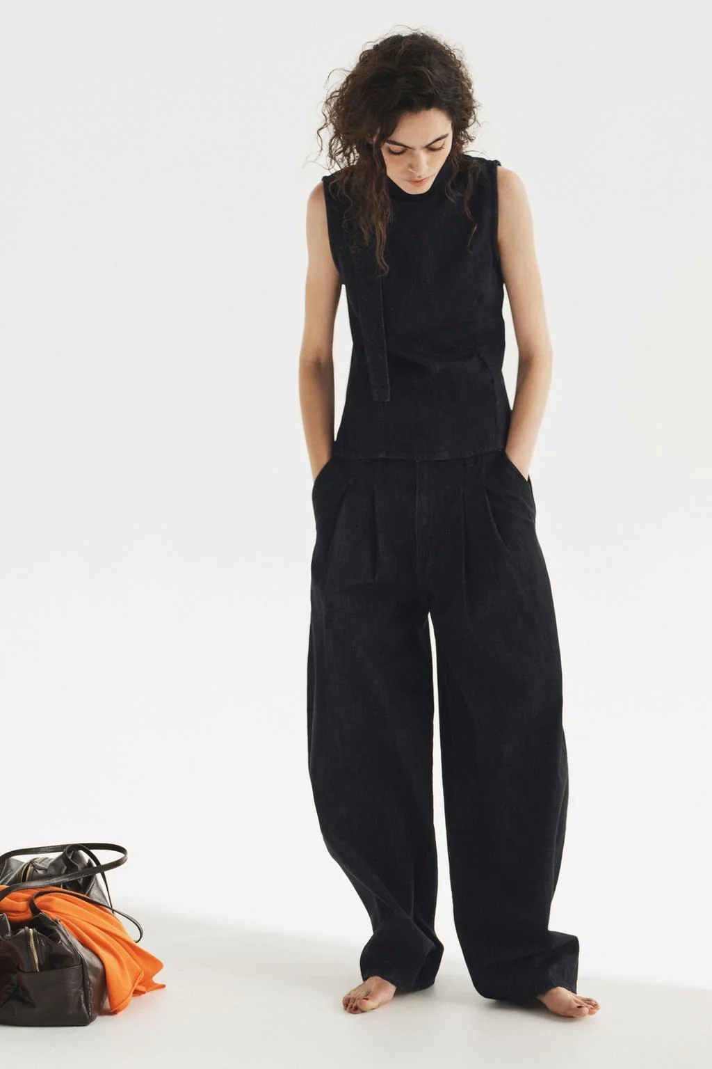 TRF джинсовый топ-халтер со шнурком — DENIM