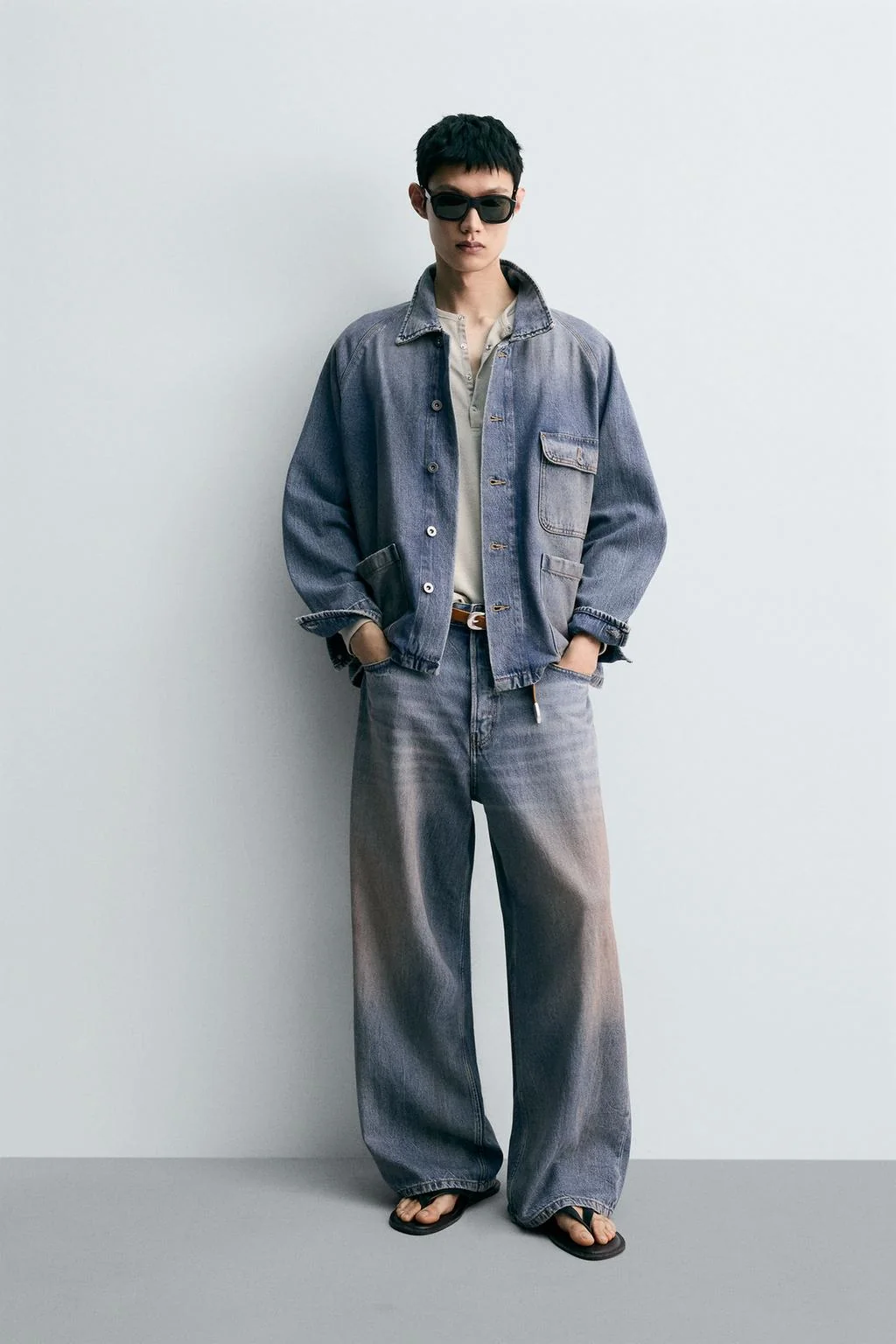 Vintage wash denim overshirt
