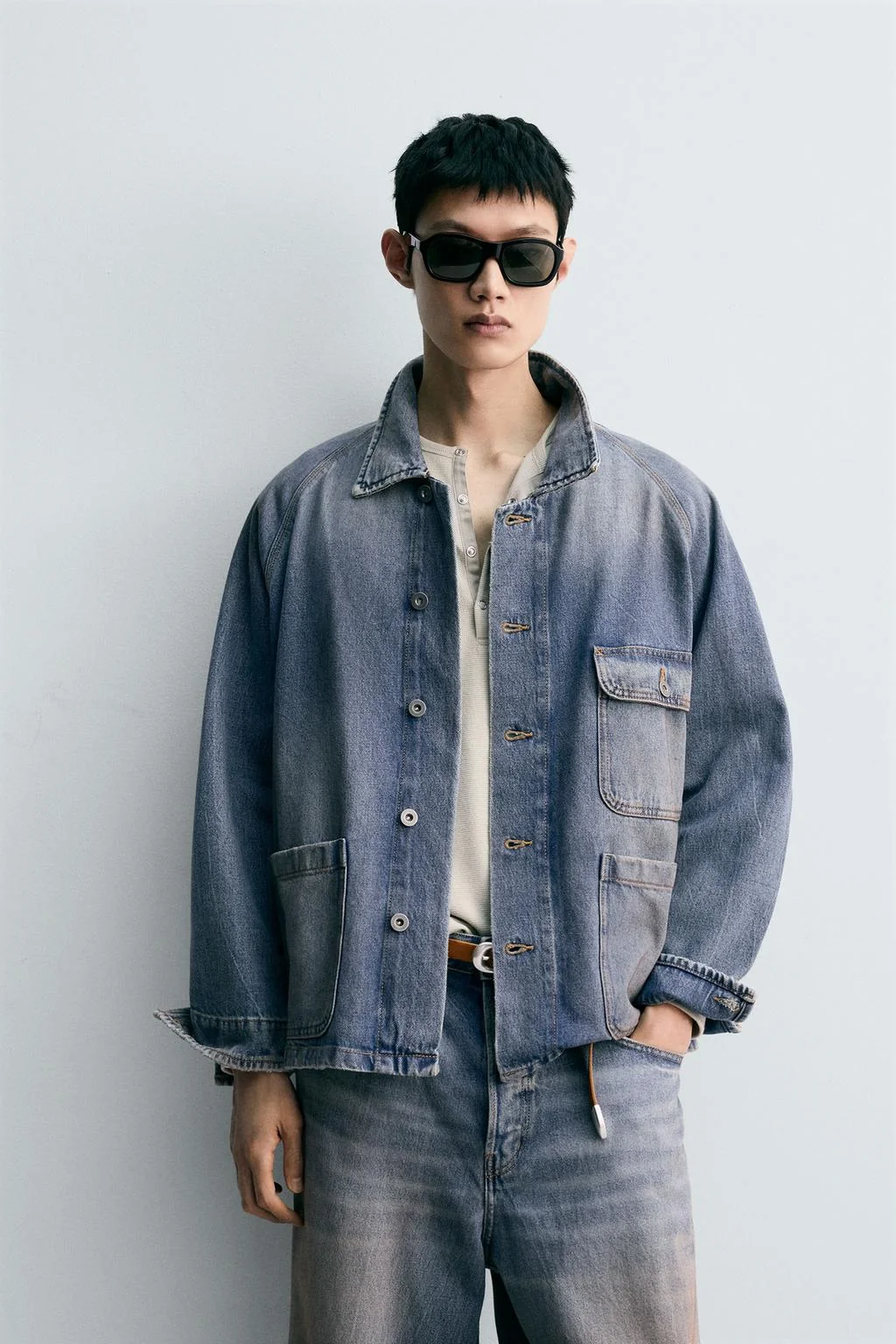 Vintage wash denim overshirt