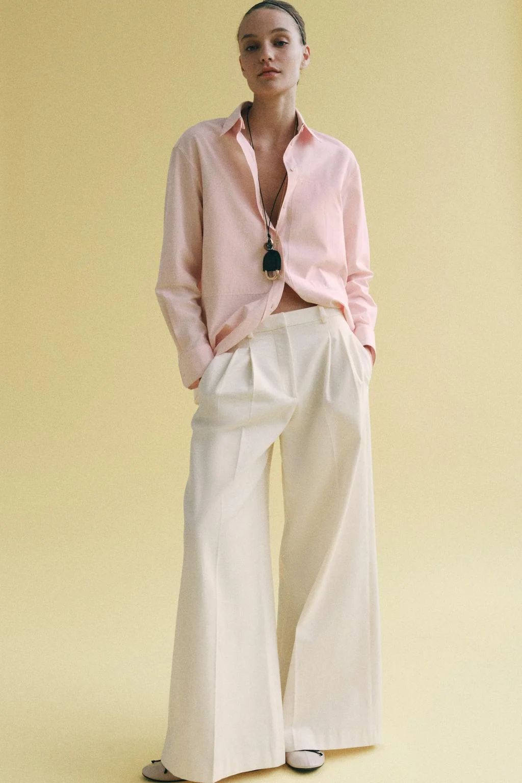 Рубашка в полоску со съёмным воротником ZW COLLECTION