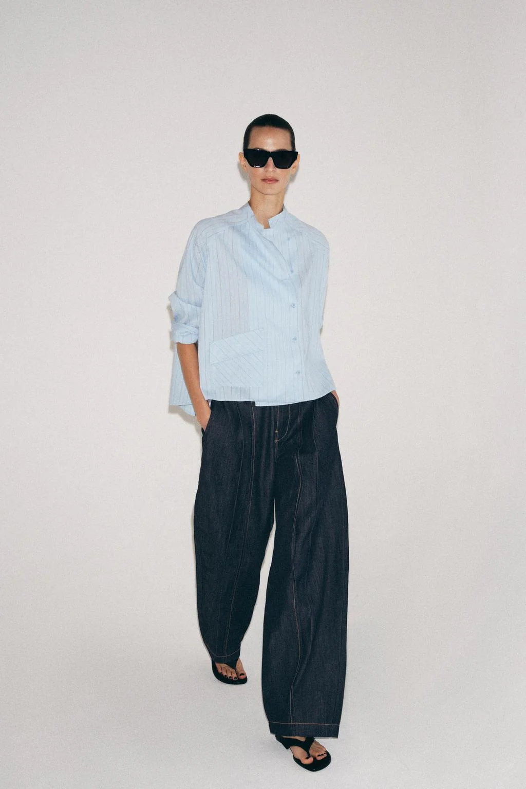 Рубашка в полоску с карманом ZW COLLECTION — ПОЛОСКА