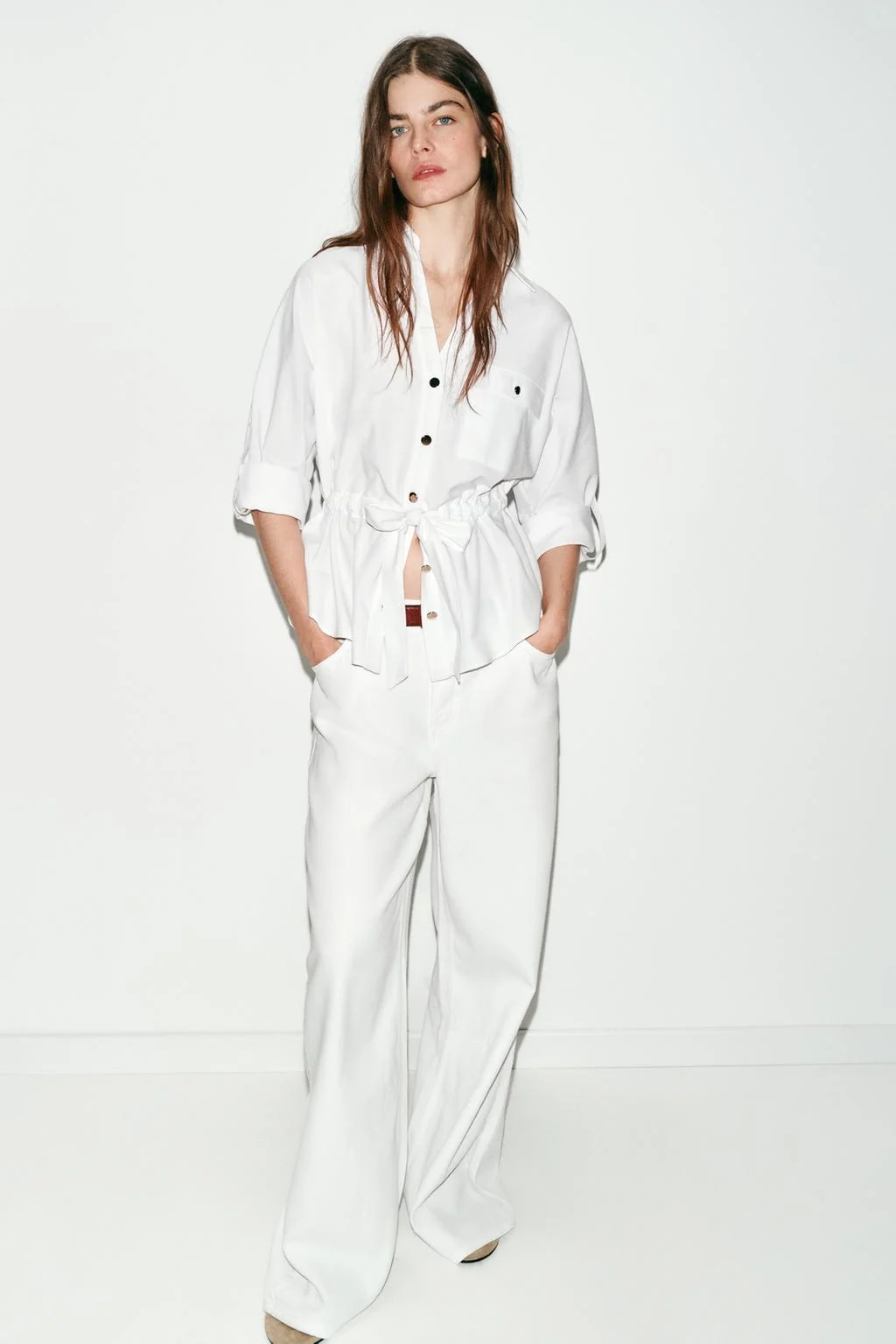 Поплин рубашка сафари