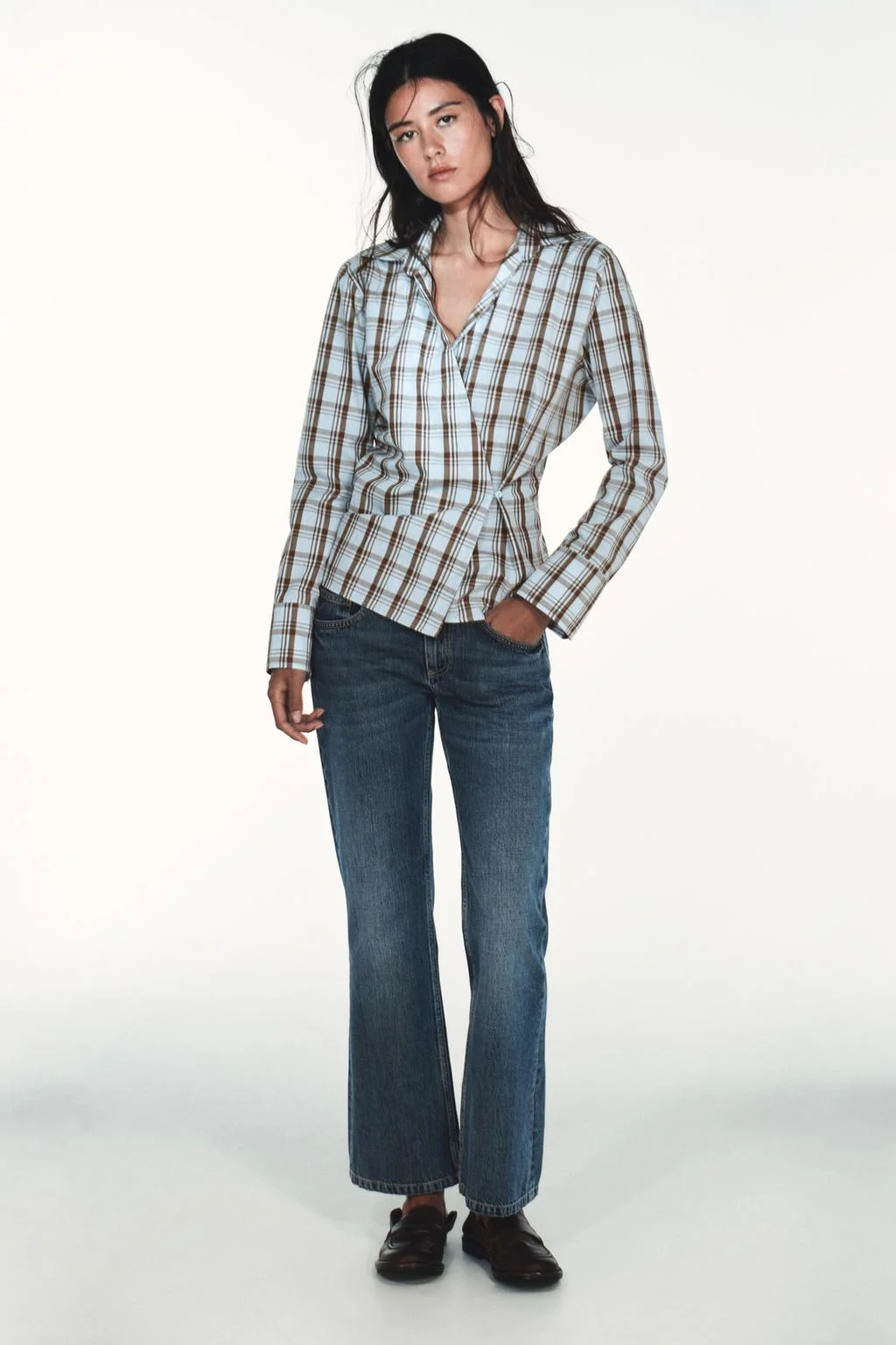 Поплиновая рубашка-халат в клетку