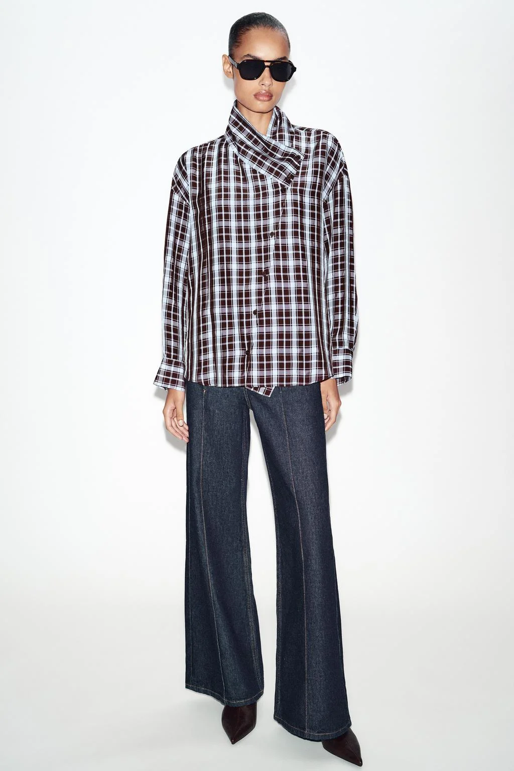 Рубашка в клетку с завязками