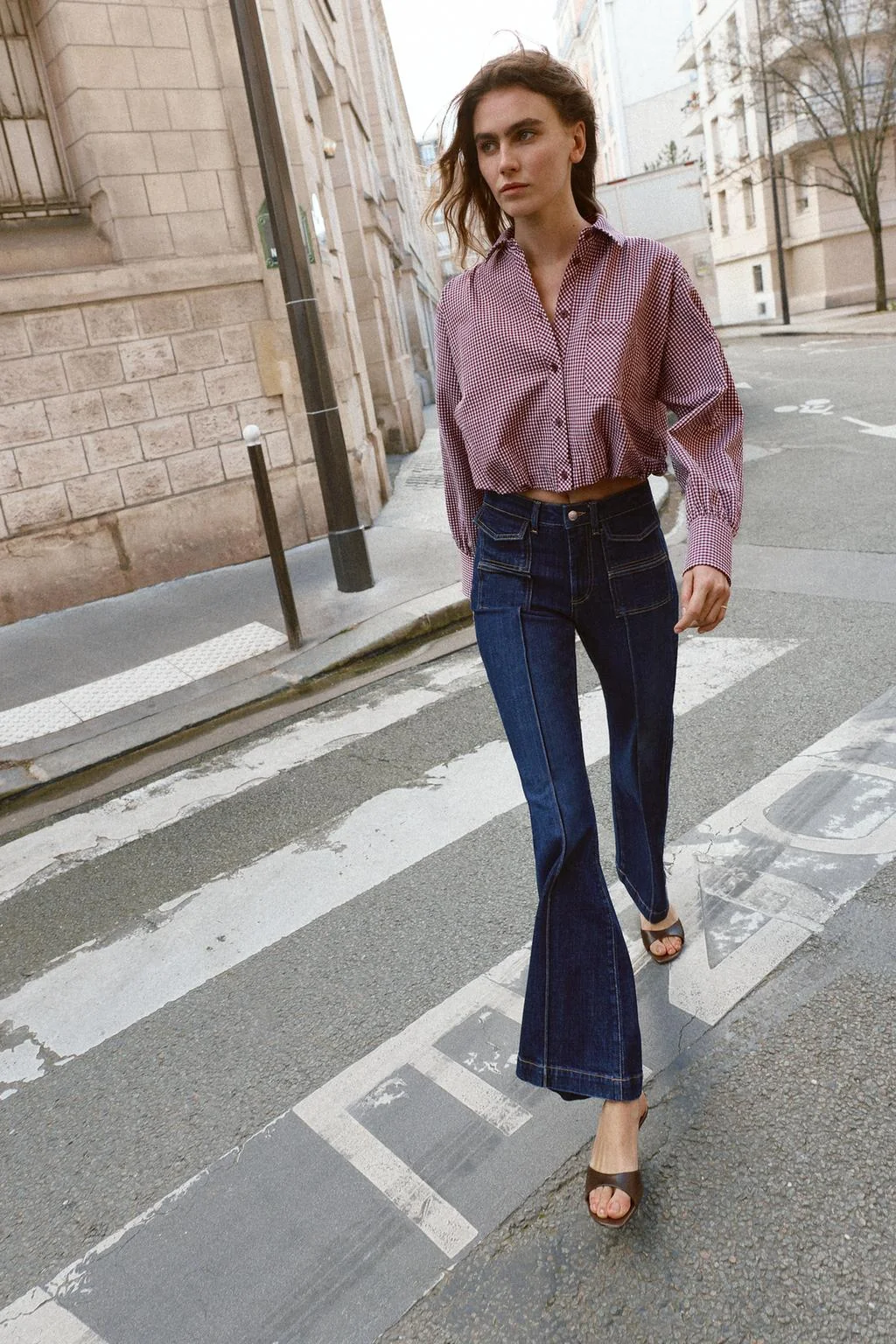 Рубашка в клетку гингем с пышными деталями — В клетку